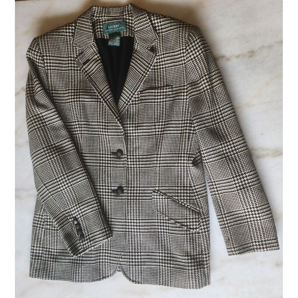Lauren Ralph Lauren WMN 12 Herringbone Blazer Jacket Wool, Cashmere & Silk Blend